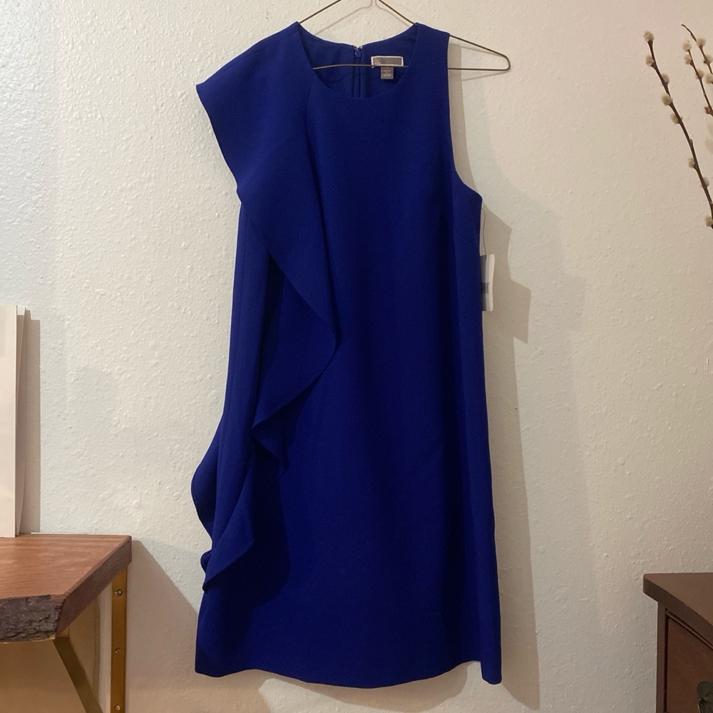 Nordstrom Blue Ruffled Asymmetrical Cocktail Dress